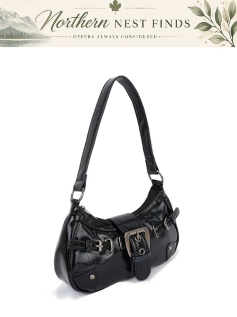 Vegan Leather Crescent Hobo Bag for Women with Zipper Closure